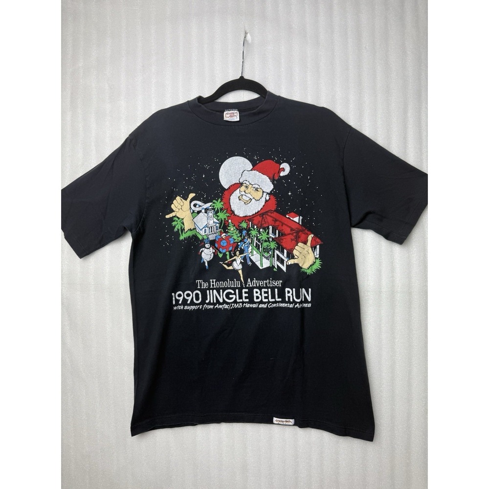 VTG 1990 Hawaii Honolulu Jingle Bell Run Christmas Parade Event T-Shirt Sz. L